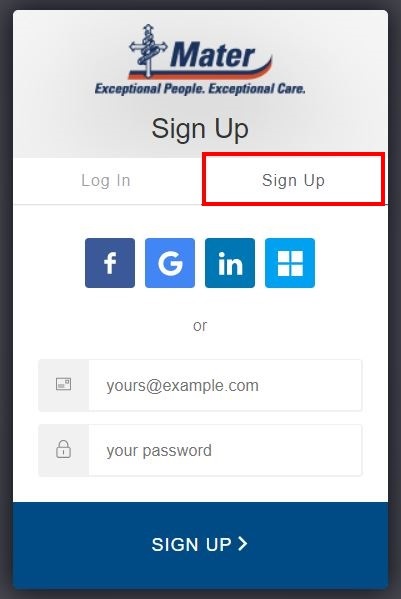 Auth0 page showing Sign Up tab selected.