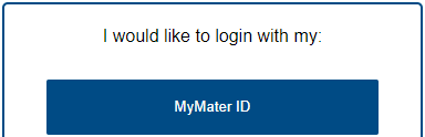 Application login page showing MyMater ID button